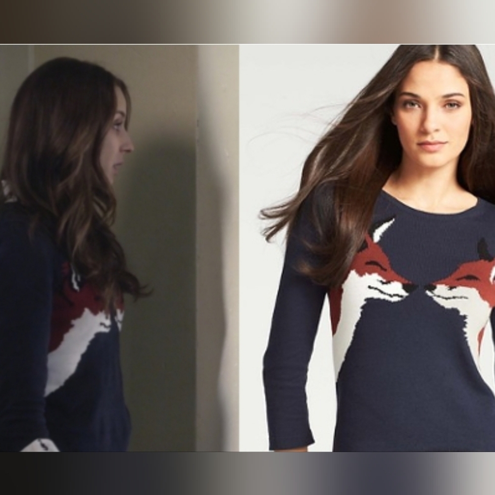 Ann Taylor Fox Intarsia Sweater 🦊 | Navy Knit | Size Medium - Picture 3 of 8